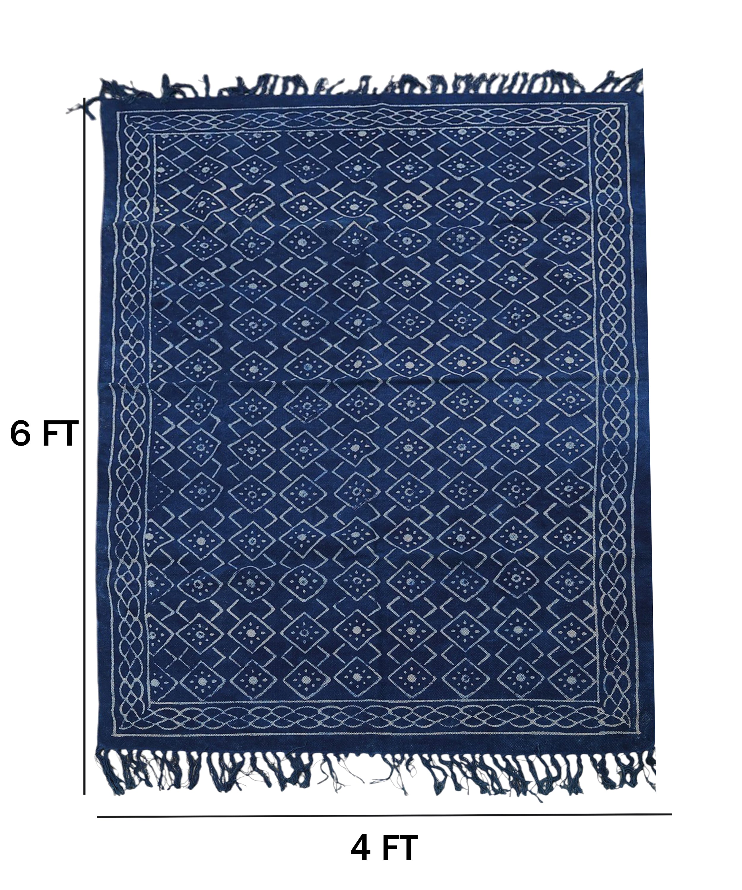 Diamond Pattern Knit Rug | Handcrafted Cotton Area Rug for Home & Living Room Decor