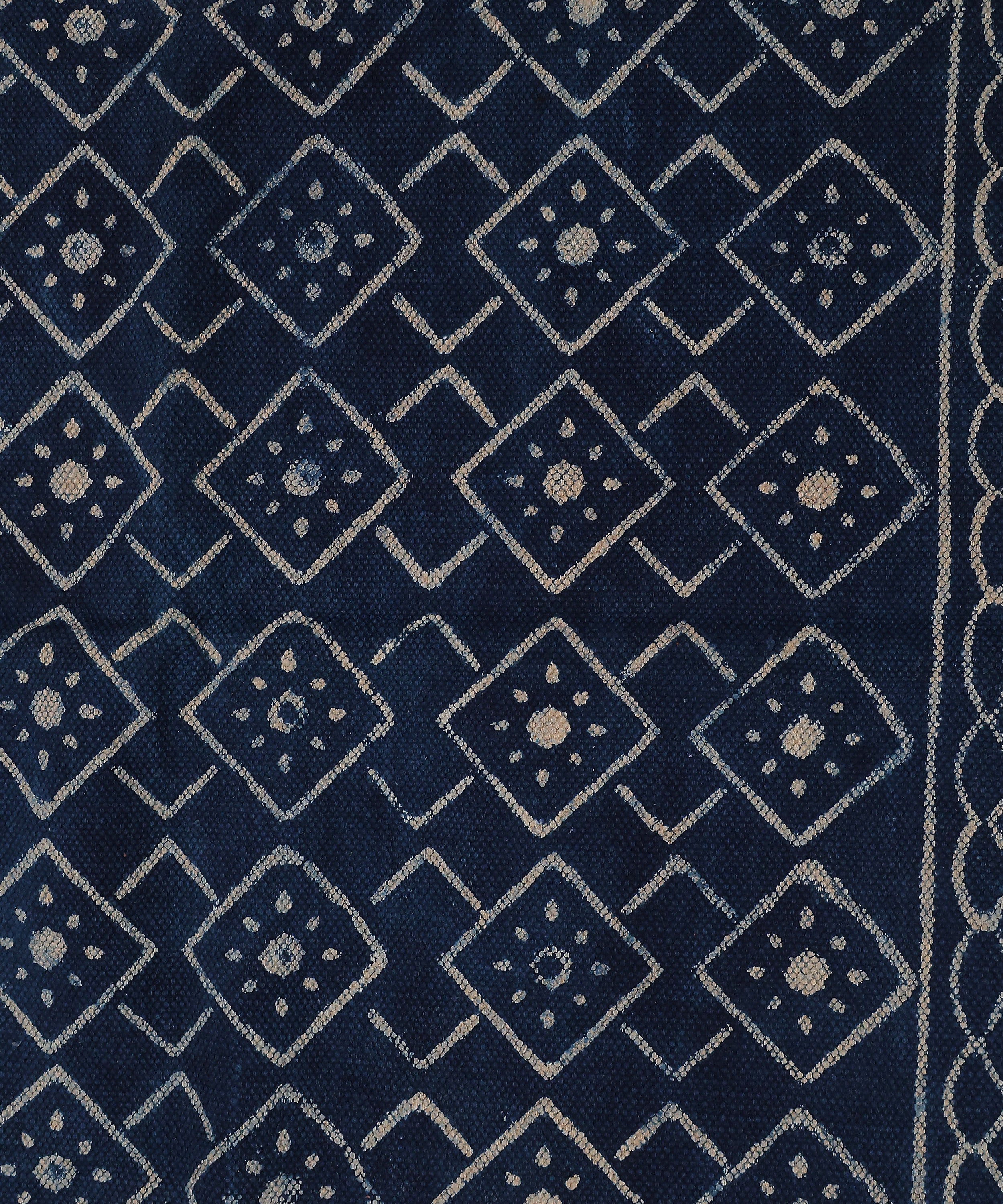 Diamond Pattern Knit Rug | Handcrafted Cotton Area Rug for Home & Living Room Decor