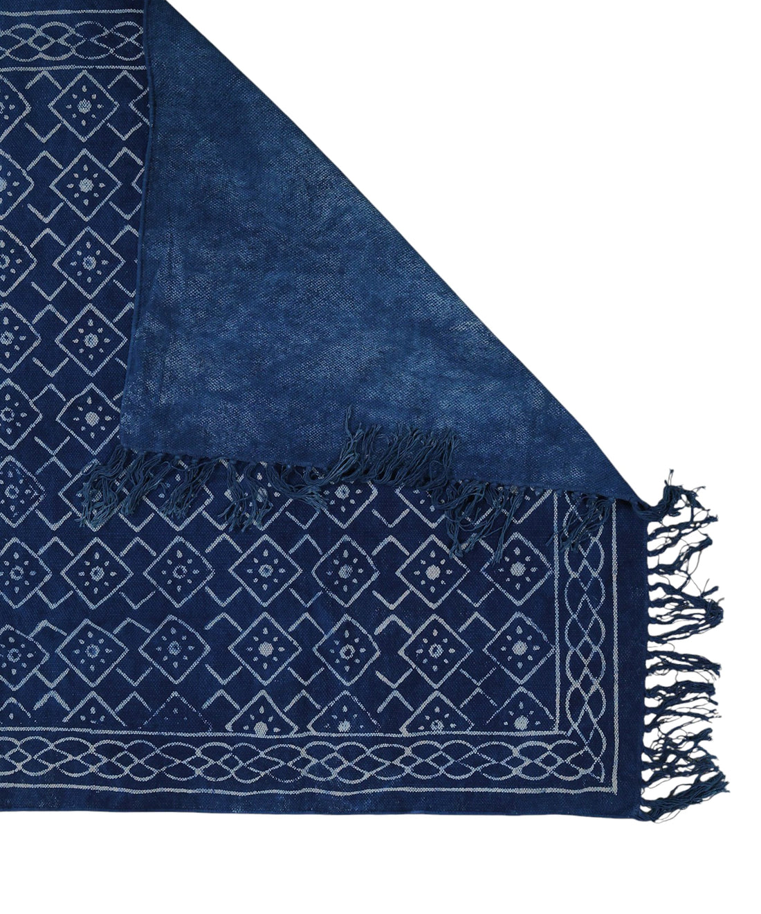 Diamond Pattern Knit Rug | Handcrafted Cotton Area Rug for Home & Living Room Decor