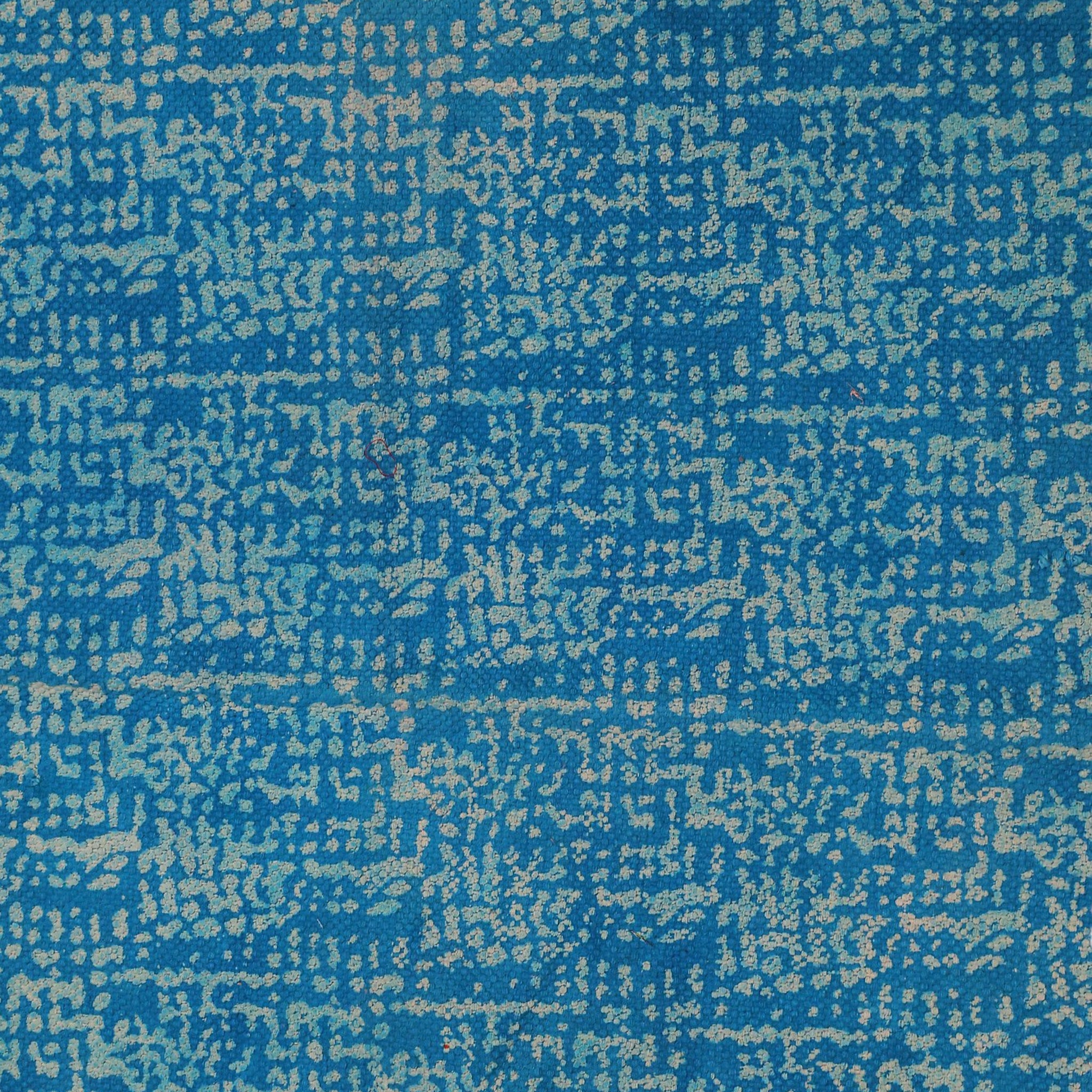Textured Teal and White Knit Rug | Handcrafted Cotton Area Rug for Home & Living Room Decor