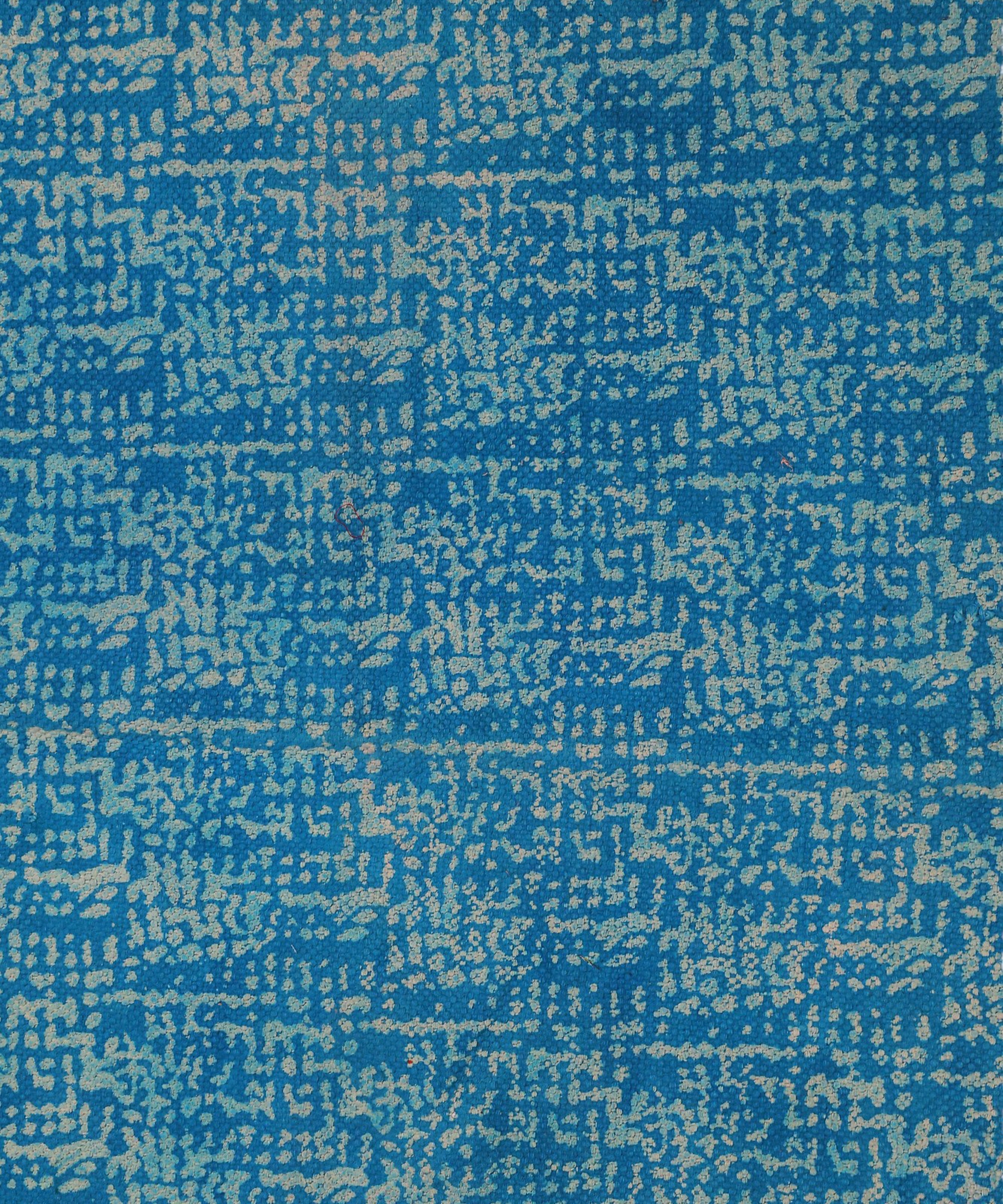 Textured Teal and White Knit Rug | Handcrafted Cotton Area Rug for Home & Living Room Decor