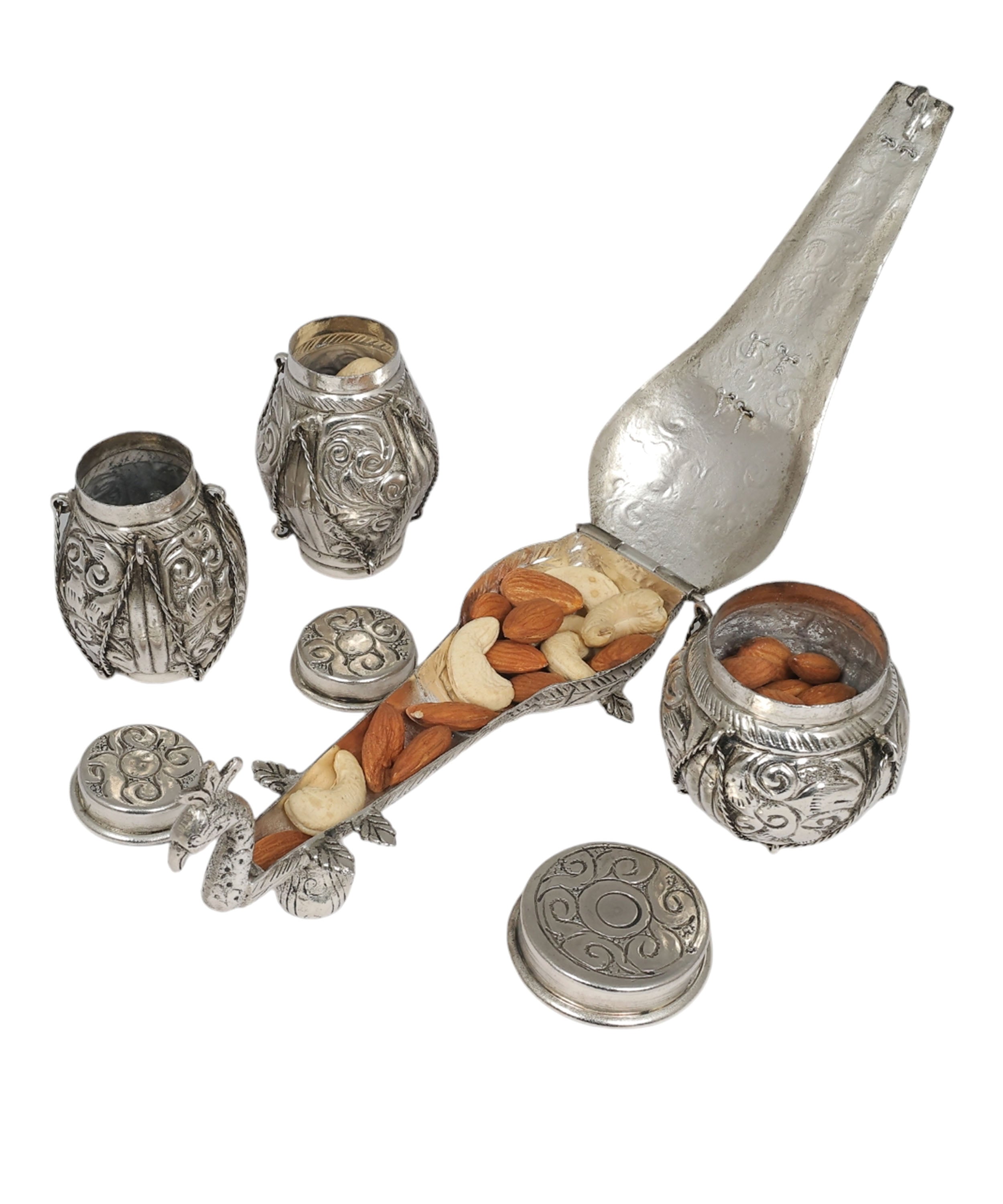 Decorative Silver Carving Tabla Set | Handcrafted Musical Showpiece for Home & Office Decor
