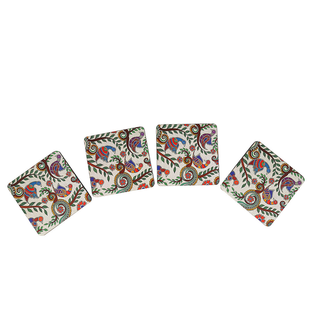 Elegant Print MDF Coaster – Stylish & Durable Design (Set of 4)