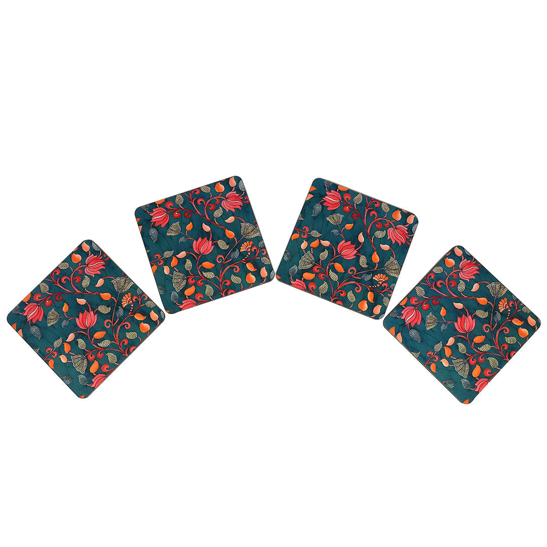 Elegant Print MDF Coaster – Stylish & Durable Design(Set of 4)