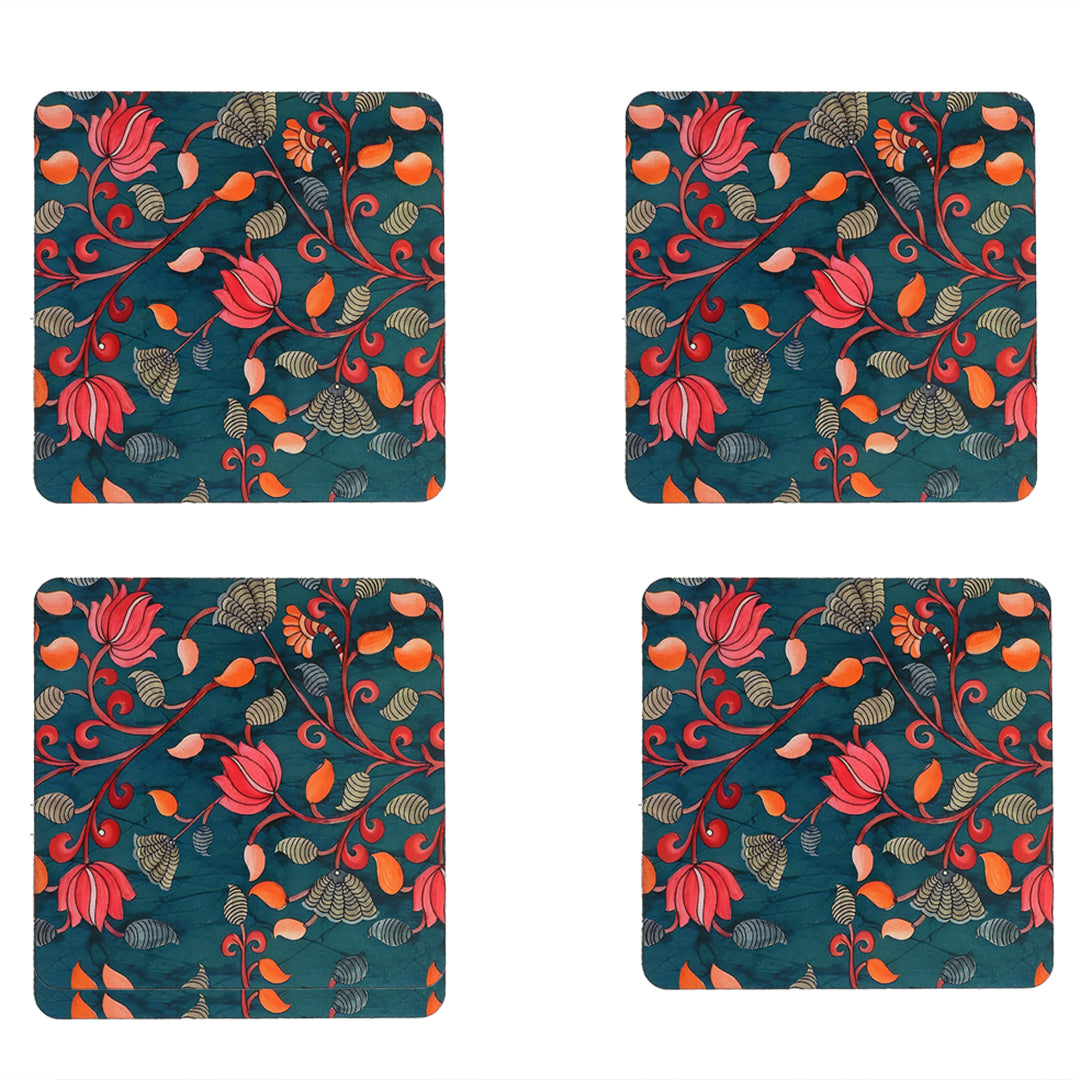 Elegant Print MDF Coaster – Stylish & Durable Design(Set of 4)