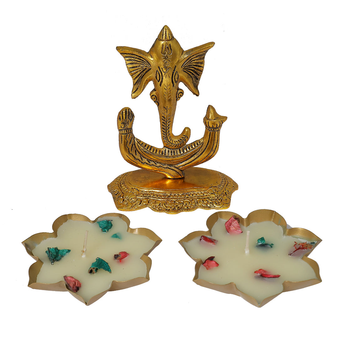 Diwali Gift Box - Trishul Ganesh & Metal Diya Combo