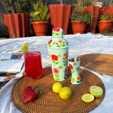 Premium Hand Painted Stainless Steel Cocktail Shaker with Peg Measurer
