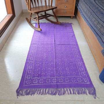 Lavender Dusk Handwoven Cotton Rug – Boho Fringe Accent