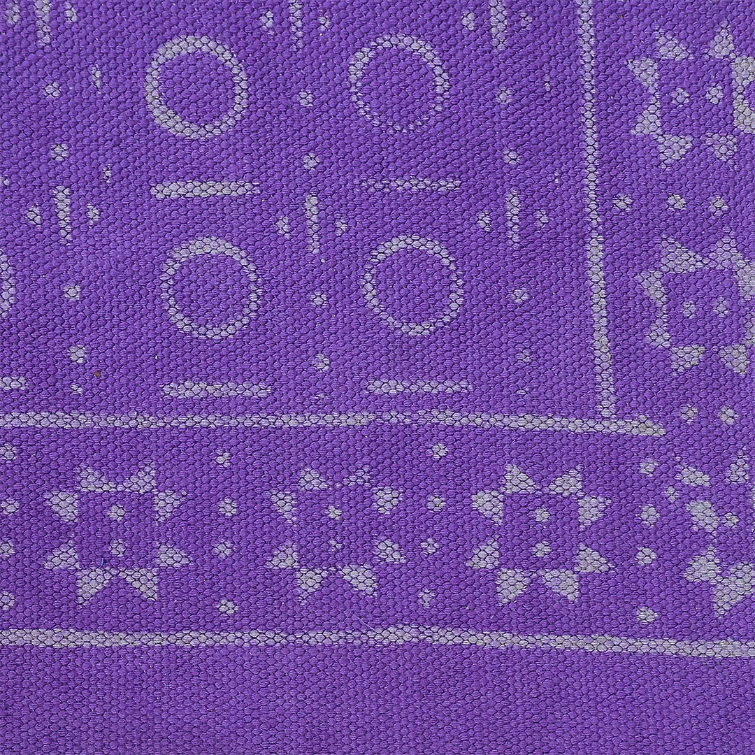 Lavender Dusk Handwoven Cotton Rug – Boho Fringe Accent