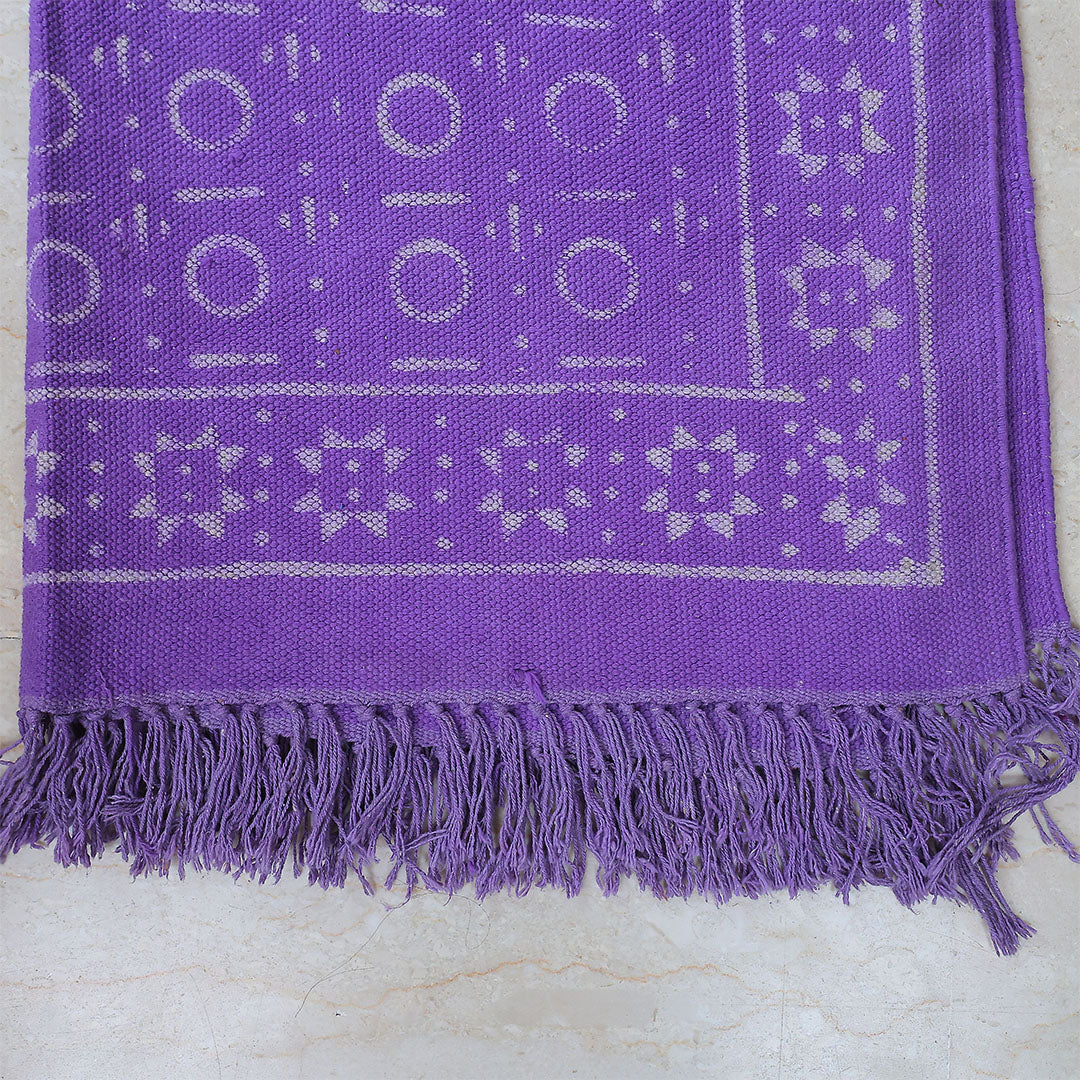 Lavender Dusk Handwoven Cotton Rug – Boho Fringe Accent