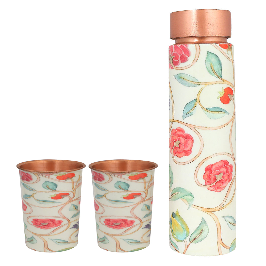 Copper Water Bottle Gifting Set | 1 Litre Bottle & Set of 2 Glasses | Boosts Immunity