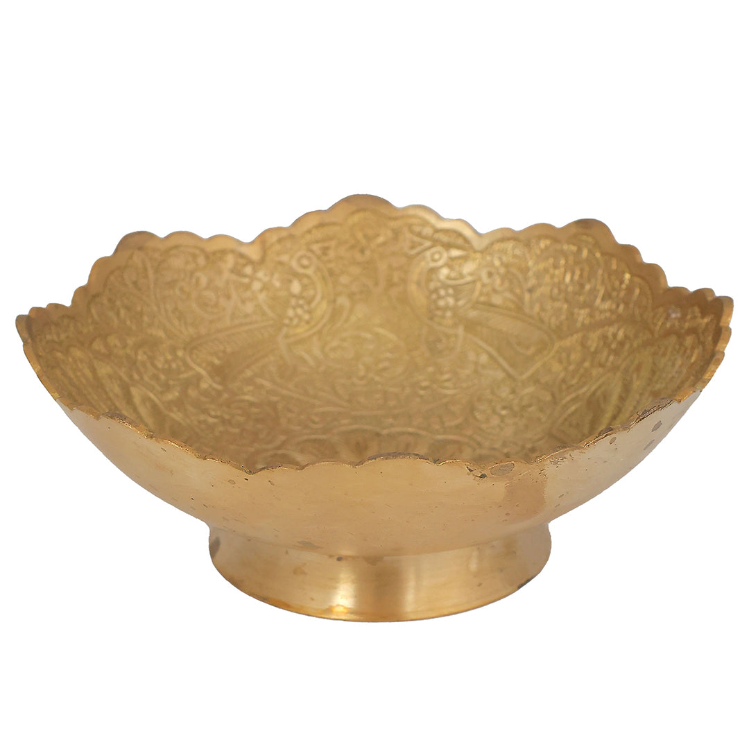 Hand-Carved Brass Serving Bowl Ideal For Eid Gifting