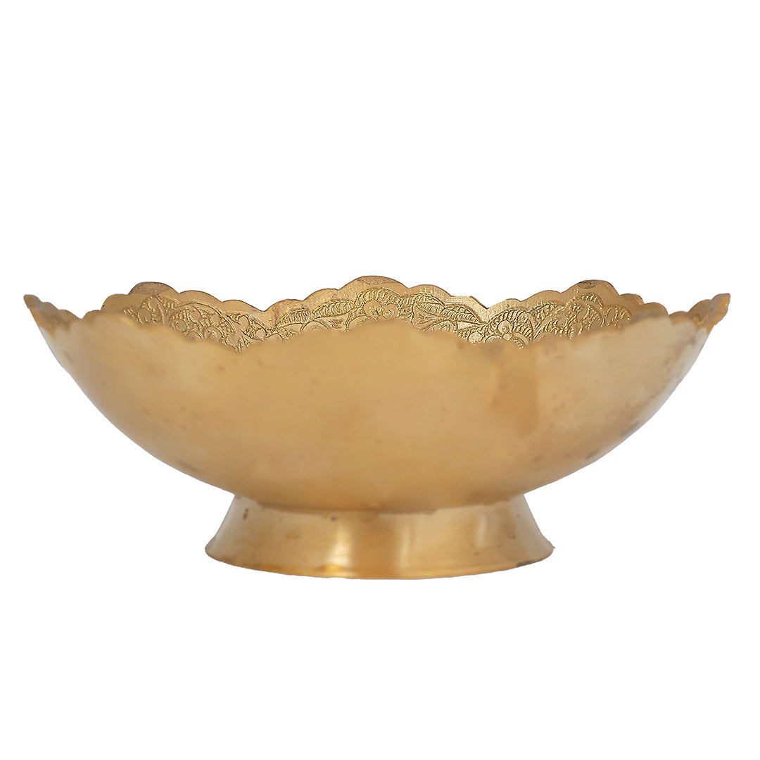 Hand-Carved Brass Serving Bowl Ideal For Eid Gifting