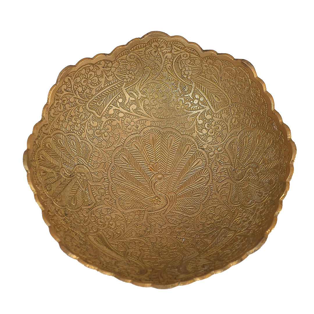 Hand-Carved Brass Serving Bowl Ideal For Eid Gifting