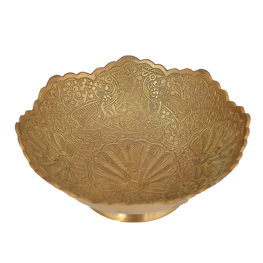 Hand-Carved Brass Serving Bowl Ideal For Eid Gifting