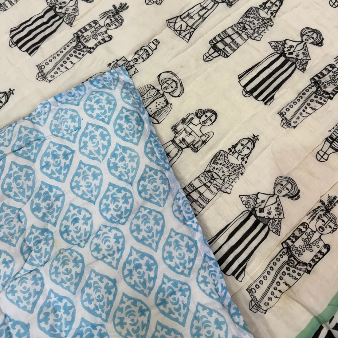 Handcrafted Kids Quilt with Traditional Tribal Lady Block Print | Soft & Cozy Cotton Quilt for Babies & Toddlers