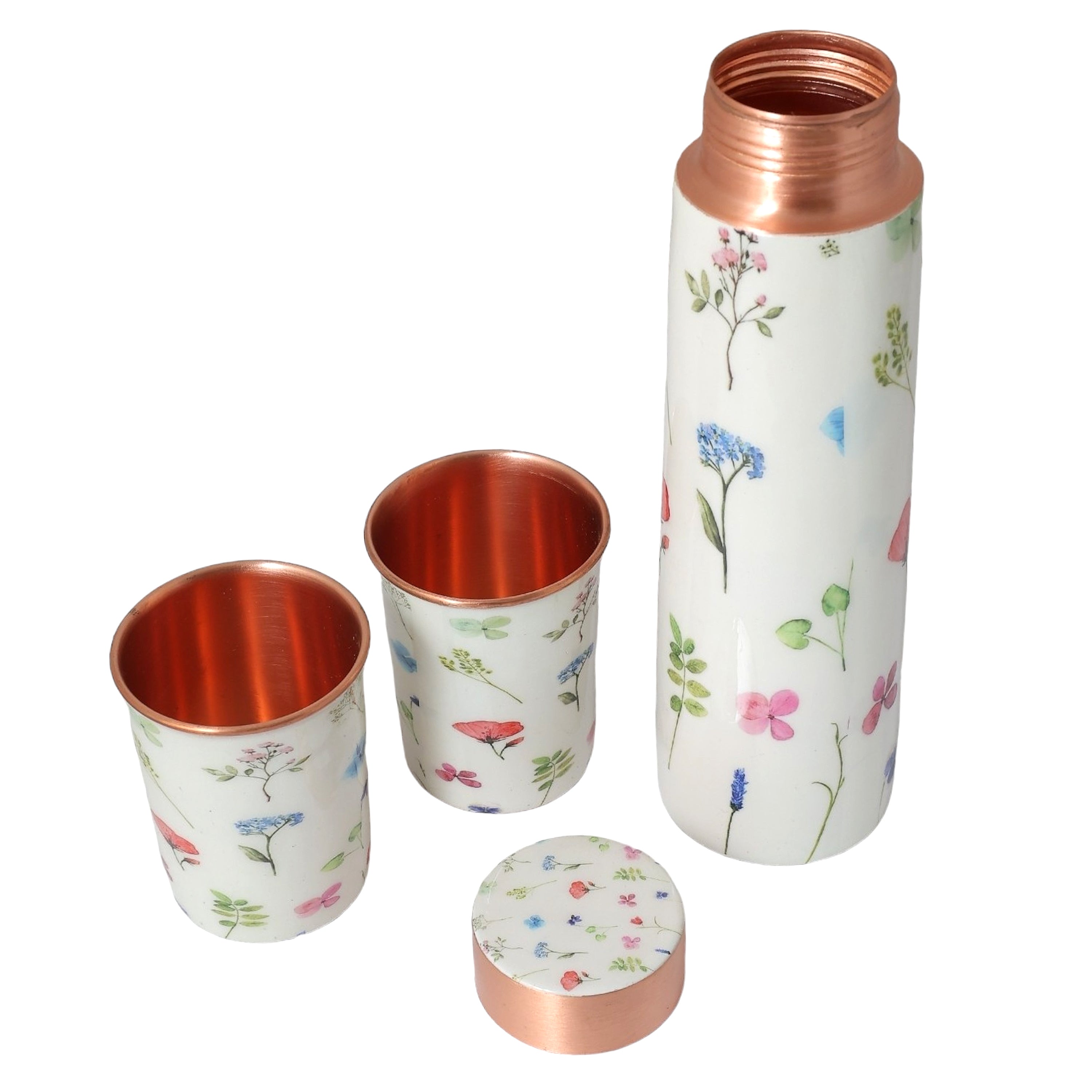 Copper Water Bottle Set | 1 Litre Bottle & Set of 2 Glasses | Boosts Immunity