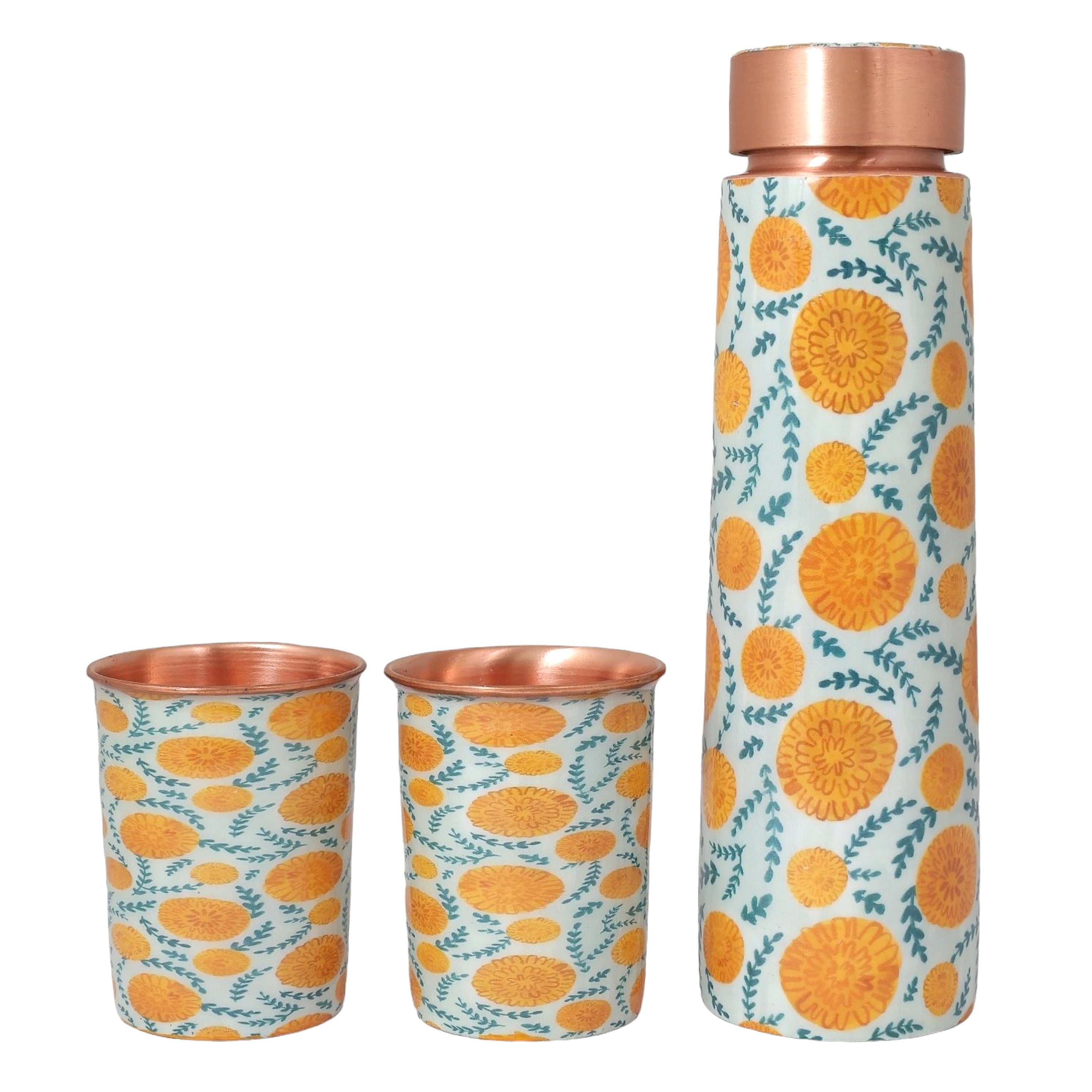 Copper Water Bottle Gifting Set | 1 Litre Bottle & Set of 2 Glasses | Boosts Immunity