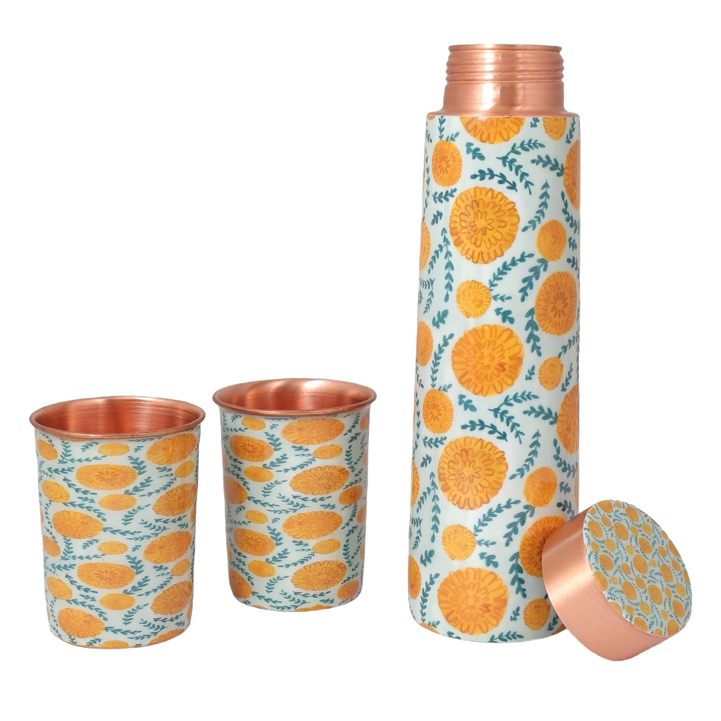 Copper Water Bottle Gifting Set | 1 Litre Bottle & Set of 2 Glasses | Boosts Immunity