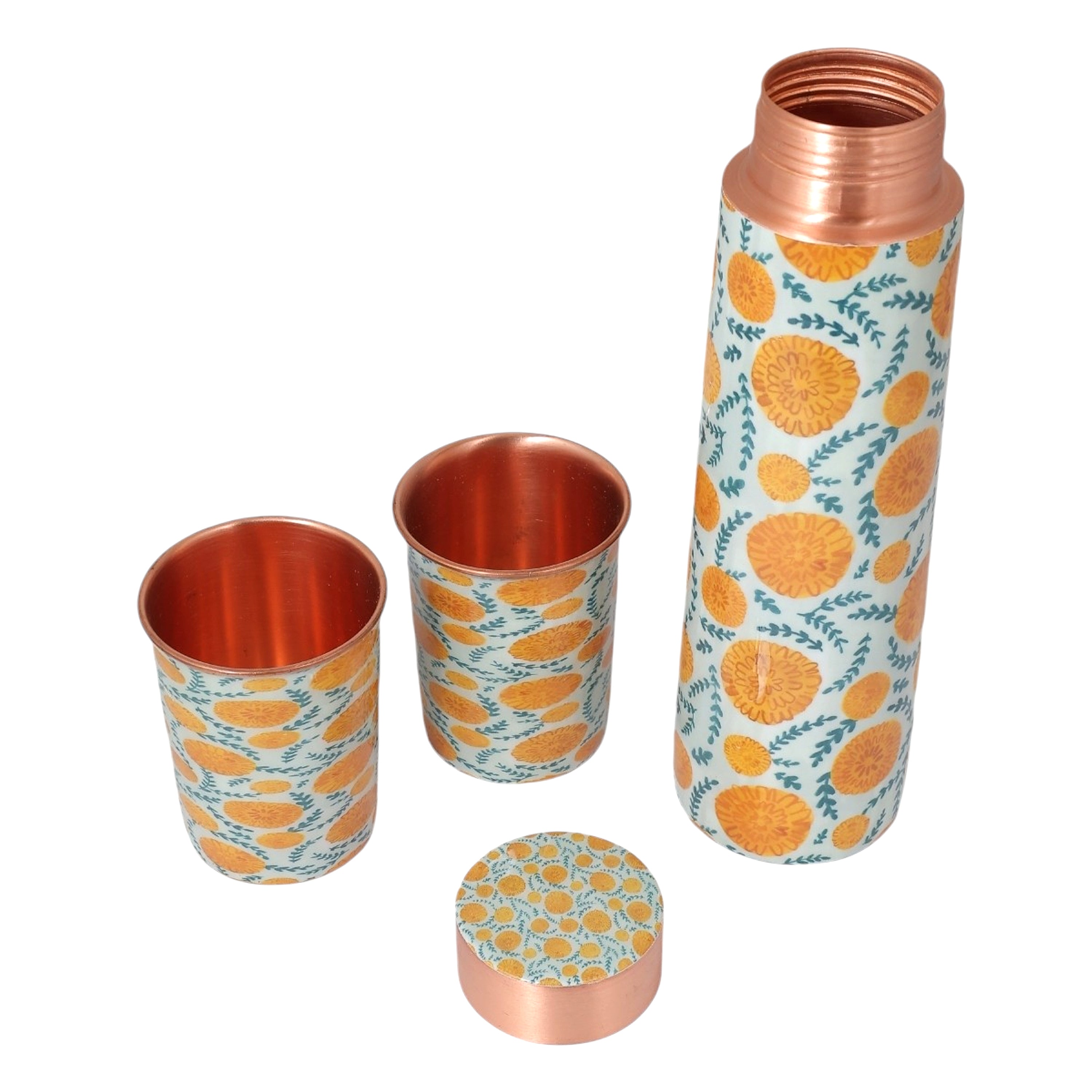 Copper Water Bottle Gifting Set | 1 Litre Bottle & Set of 2 Glasses | Boosts Immunity