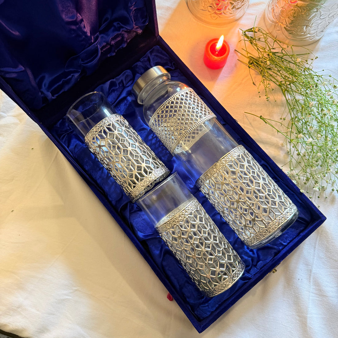 Handcrafted German Silver Bottle & Glass Set Eid Gifting