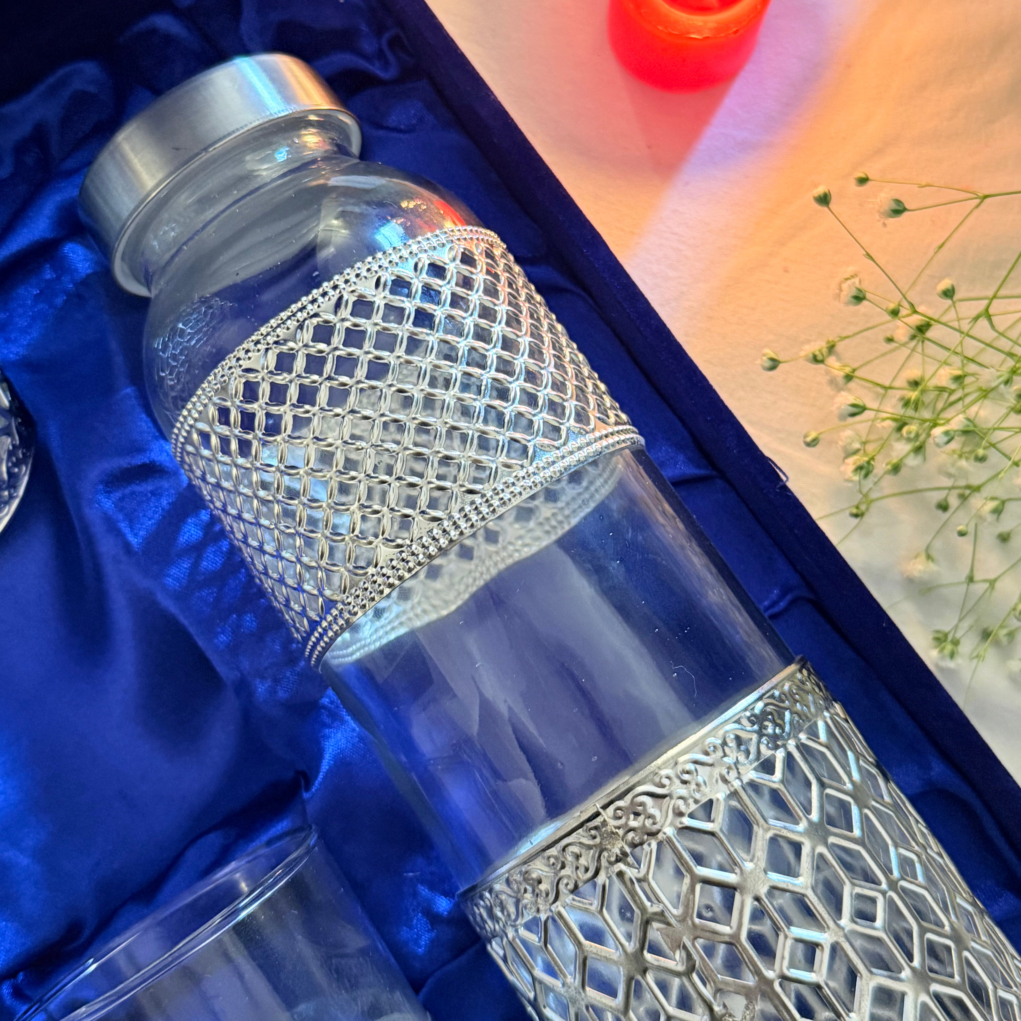 Handcrafted German Silver Bottle & Glass Set Eid Gifting