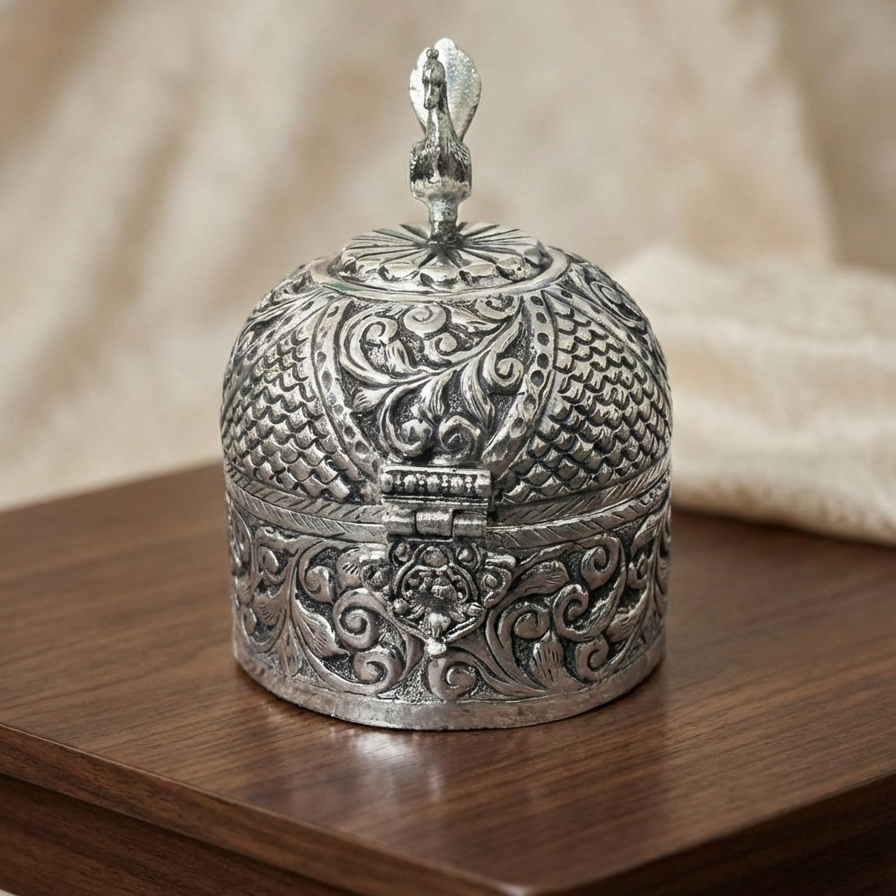 German Silver Peacock Design Multipurpose Center Piece for home decor and Eid Gifting