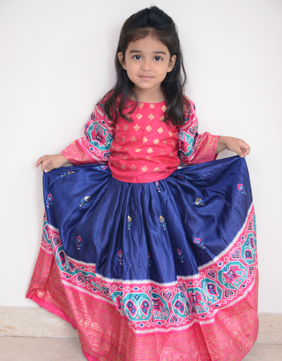 Purple and Pink Border Girls Lehenga