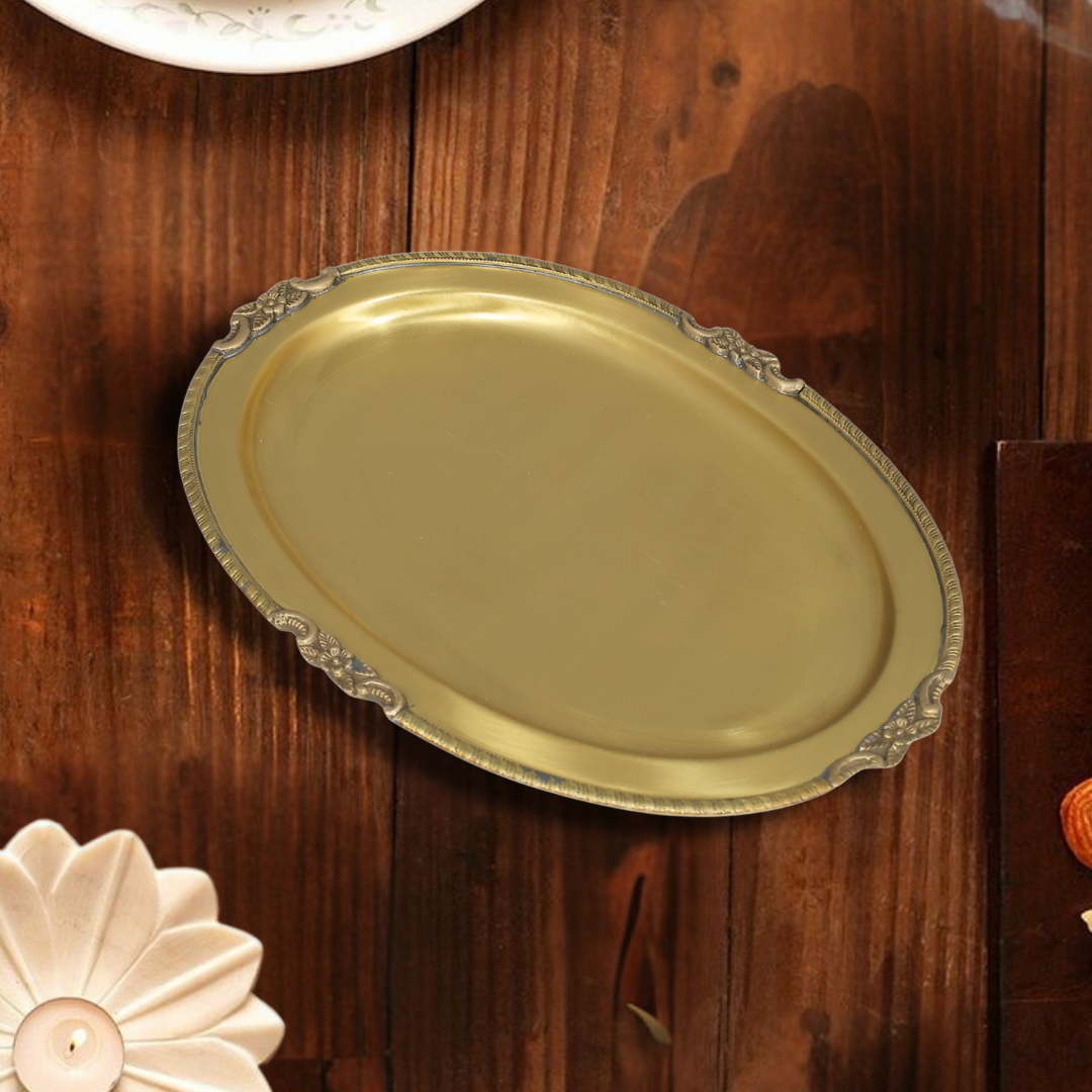 Luxury Brass Serving Tray | Decorative Vintage Tray for Dining, Coffee Table & Home Décor