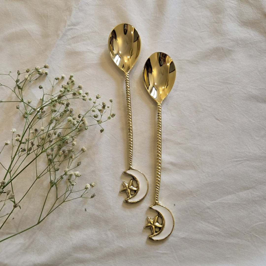 Gold Moon & Star Designer Spoon Eid Gift Set (Set of 2)