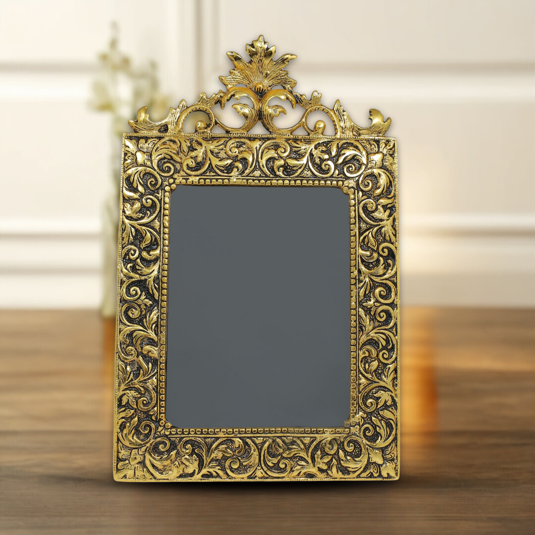 Decorative Designer Photo Frame With Flower On Top | Luxury Wedding Gifting | Luxury Home Decor