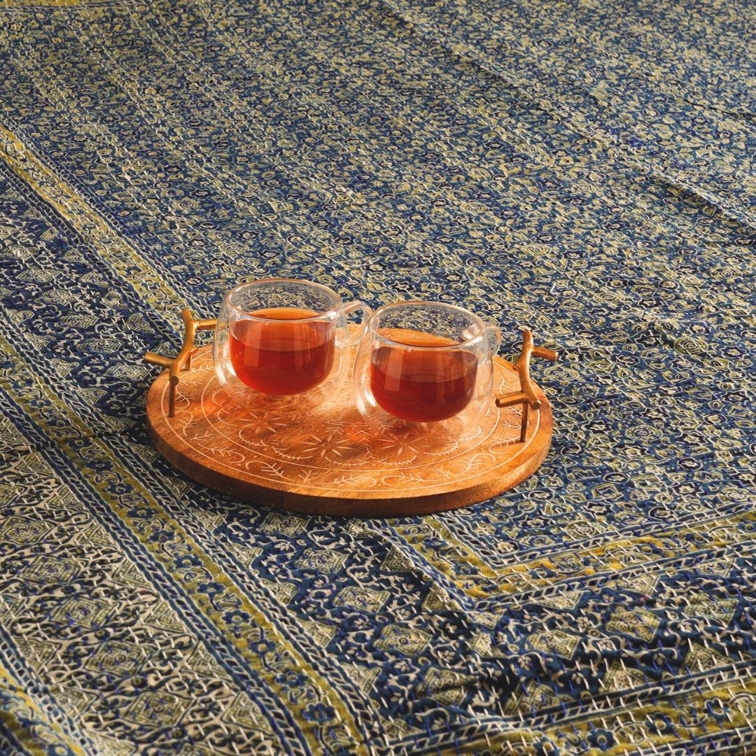 Elegant Circular Wooden Craving Tray