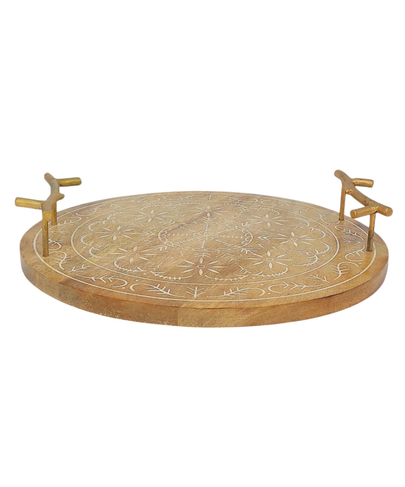 Elegant Circular Wooden Craving Tray