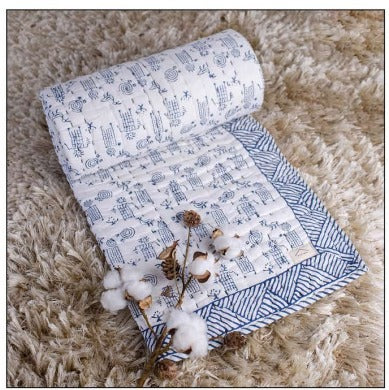 Handcrafted Kids Quilt with Traditional Warli Block Print | Soft & Cozy Cotton Quilt for Babies & Toddlers