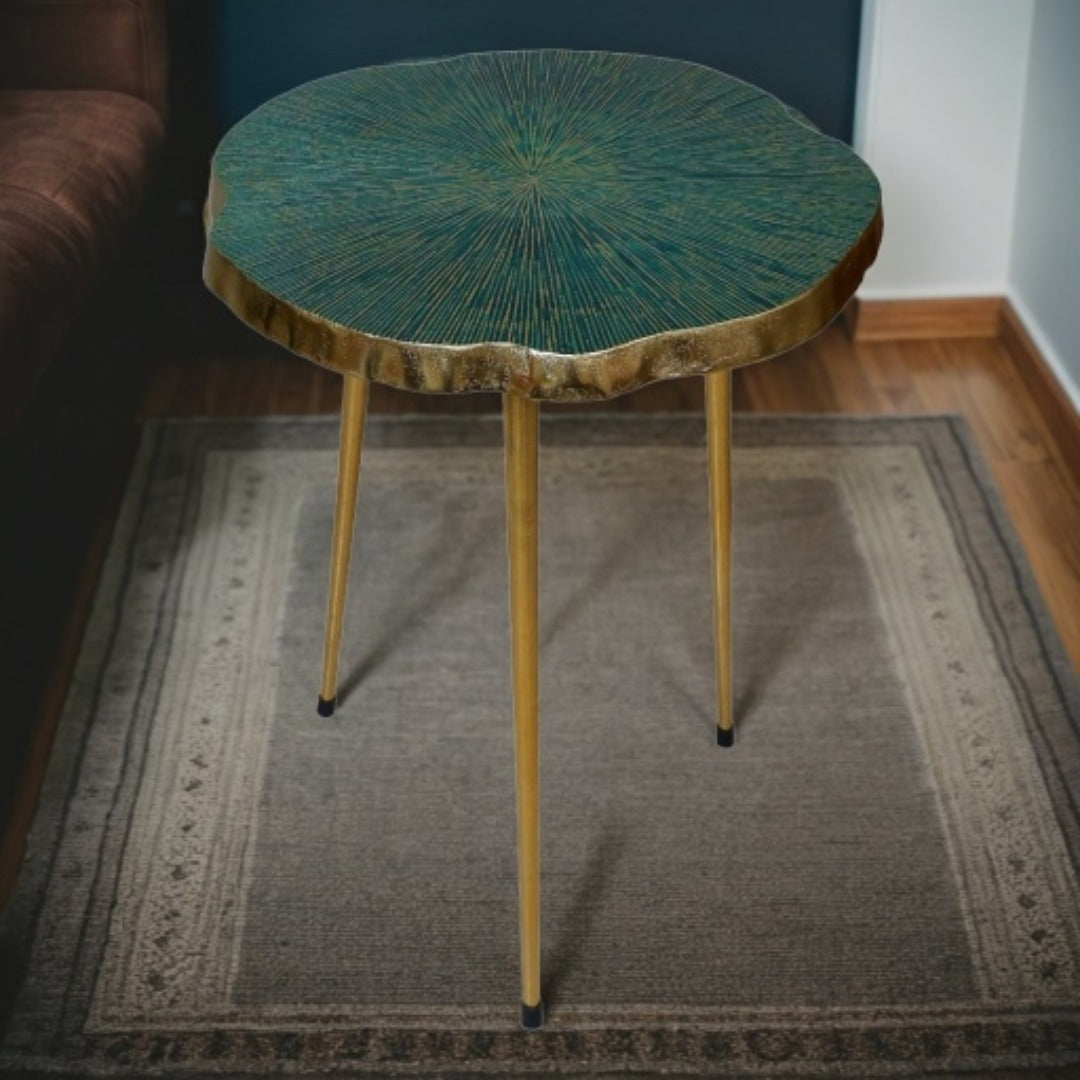 Contemporary Nickel Green End Table | Stylish Accent Table for Home, Living Room & Bedroom Decor