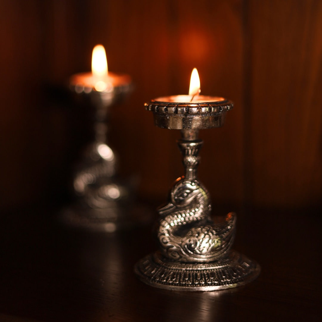 Swan Tealight Holders | Elegant Candle Holders for Home & Festive Decor | Set Of 2