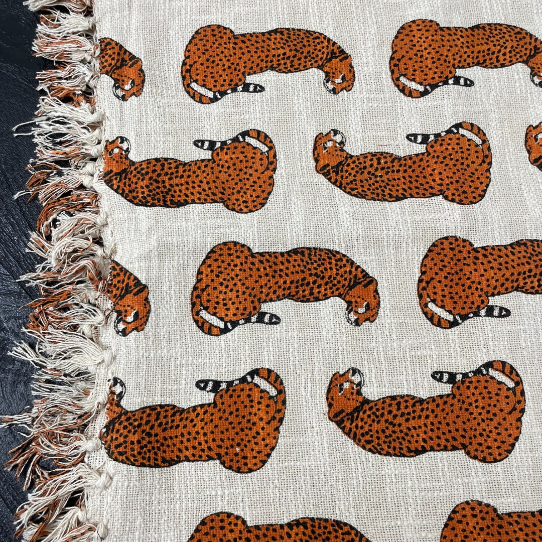 Wild Cheetah Block Print Cotton Throw  | Perfect for Living Room and Bedroom Decor