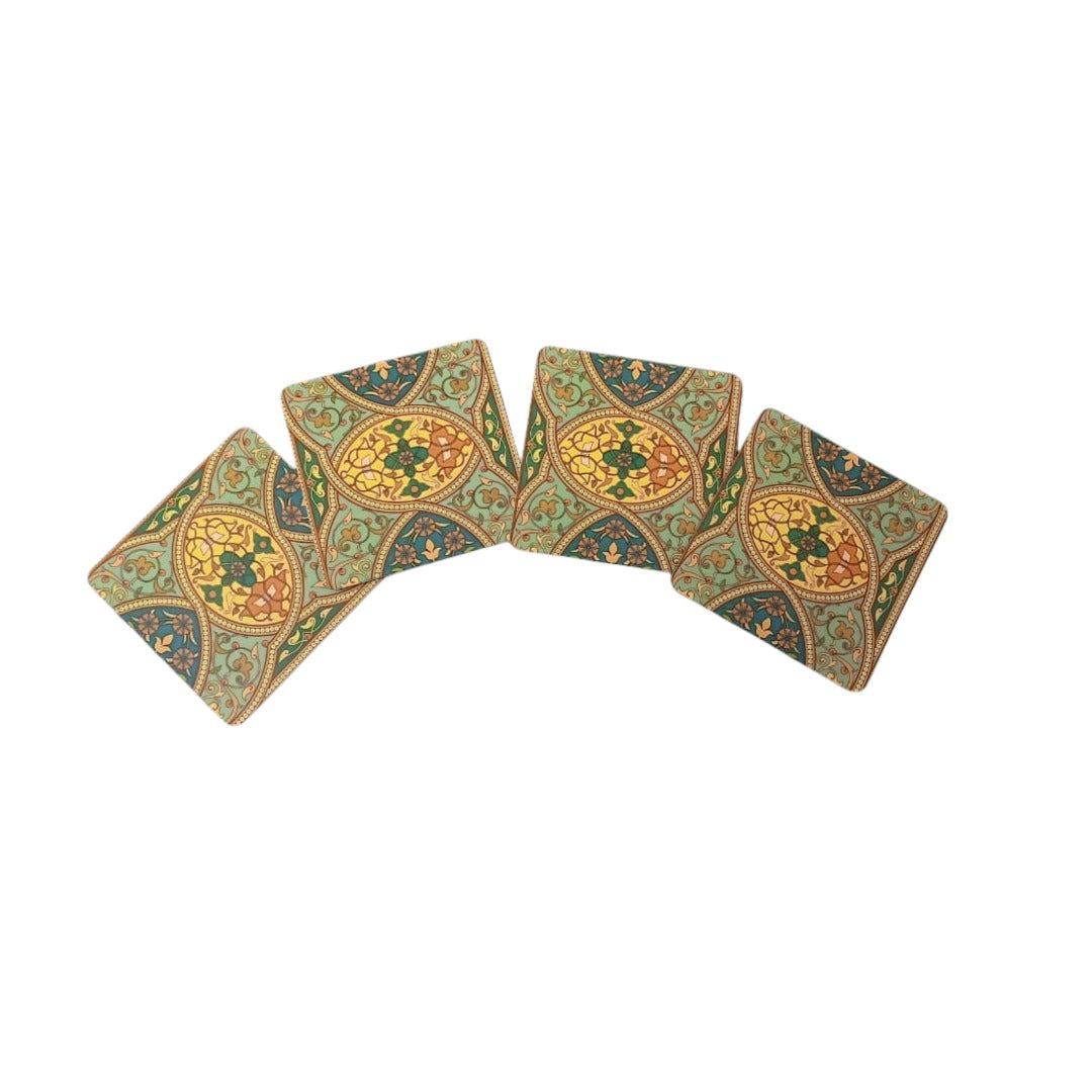 Elegant Print MDF Coaster – Stylish & Durable Design(Set of 4)