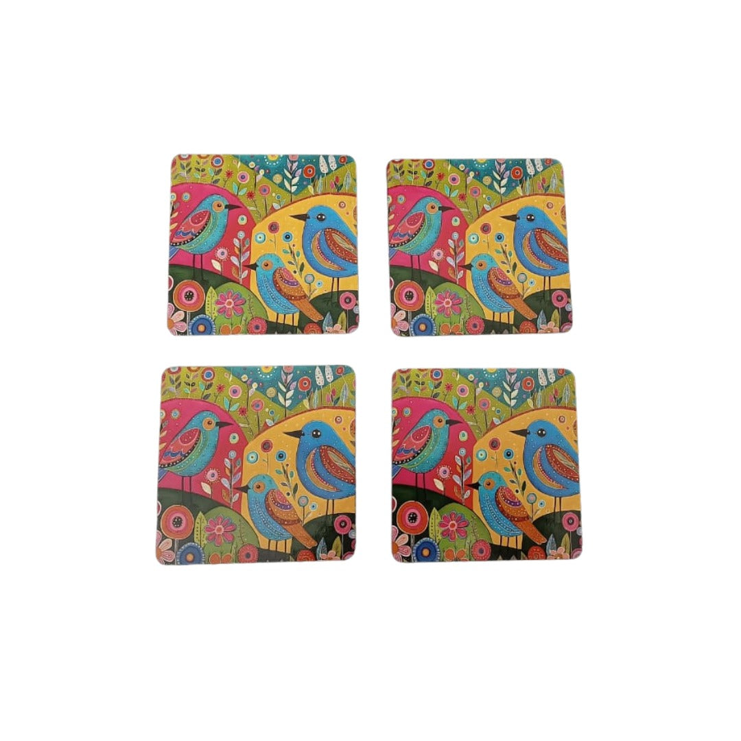 Elegant Print MDF Coaster – Stylish & Durable Design(Set of 4)