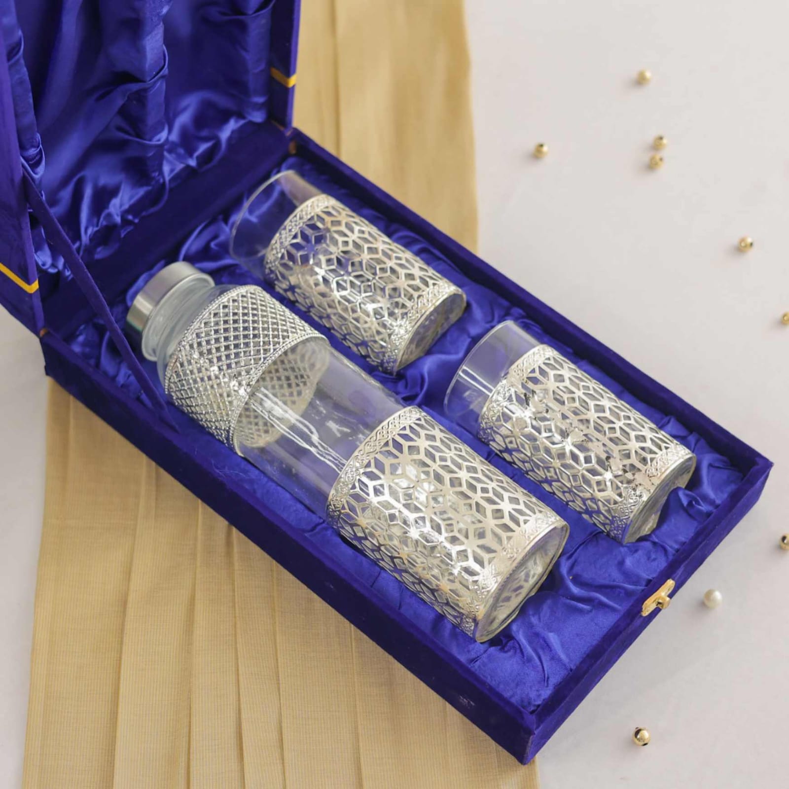 Handcrafted German Silver Bottle & Glass Set Eid Gifting