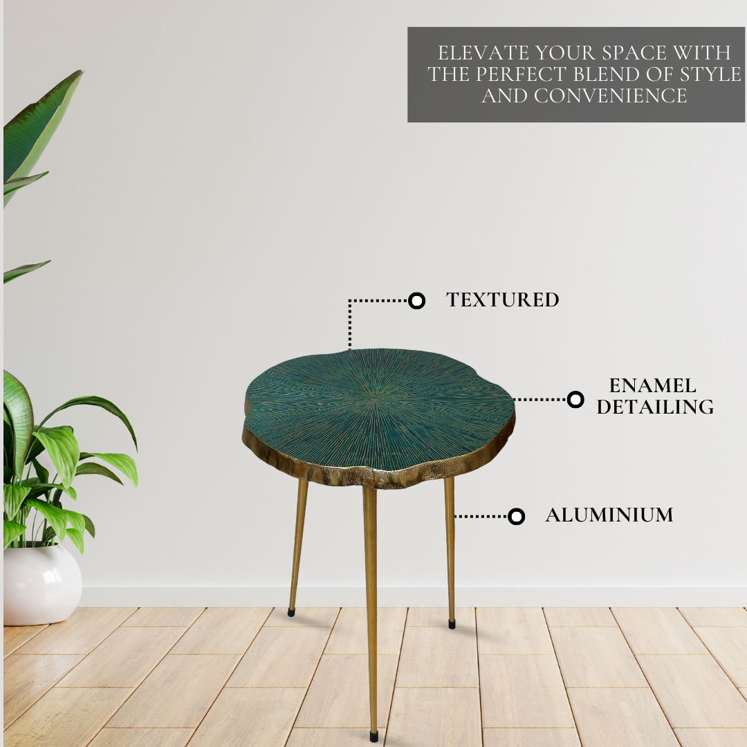 Contemporary Nickel Green End Table | Stylish Accent Table for Home, Living Room & Bedroom Decor