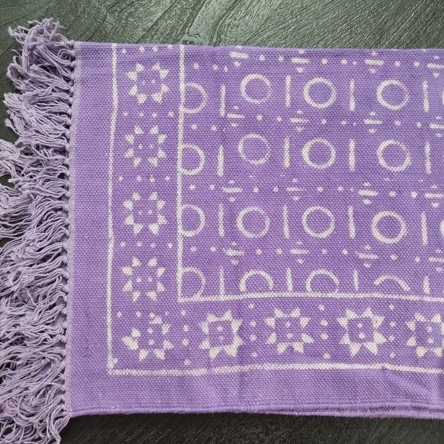 Lavender Dusk Handwoven Cotton Rug – Boho Fringe Accent